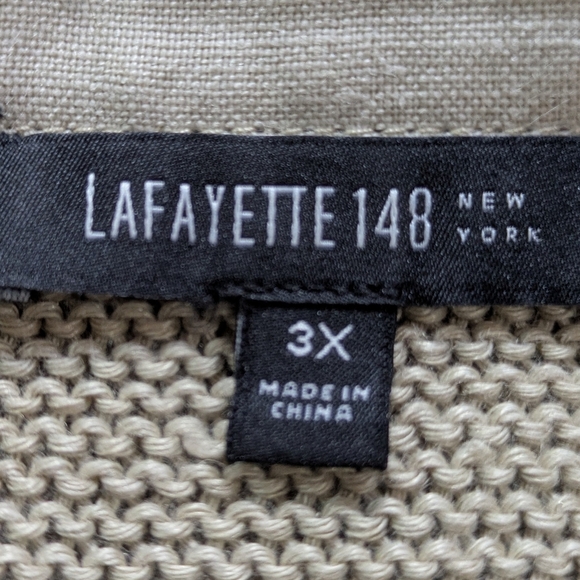 Lafayette 148 Tan Collared Zip Up Hemp Sweater Vest 3X - Picture 7 of 9